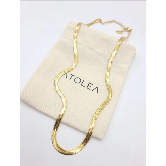 Atolea "Kauai" Herringbone Choker 18k Gold PVD Necklace - Picture 1 of 3